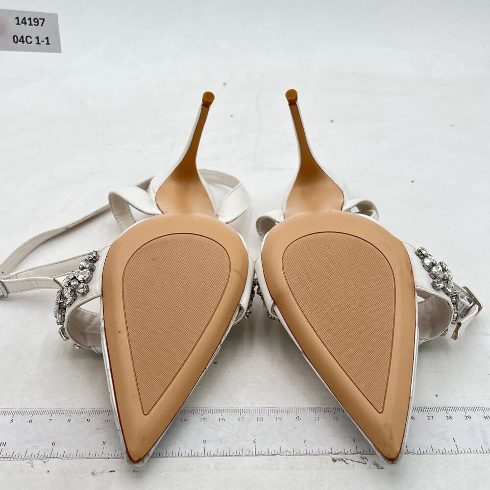 Fys White Sparkly Rhinestone Open Pointed Toe San… - image 7